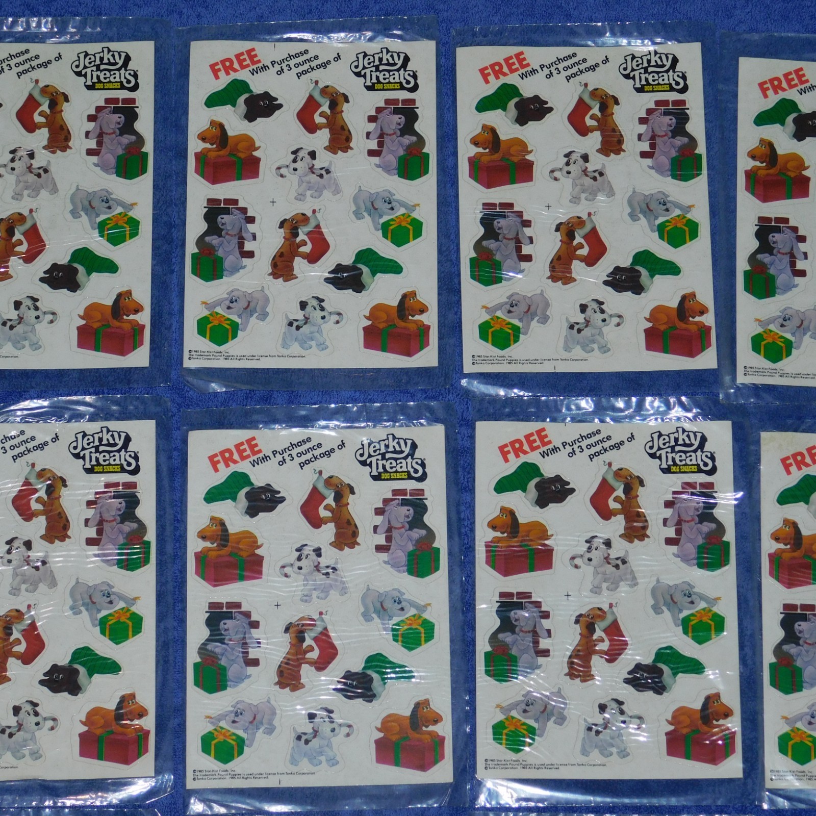 LOT OF 10 Vintage 1985 Jerky Treats Dog Snacks Pound Puppies 12 Stickers Sets