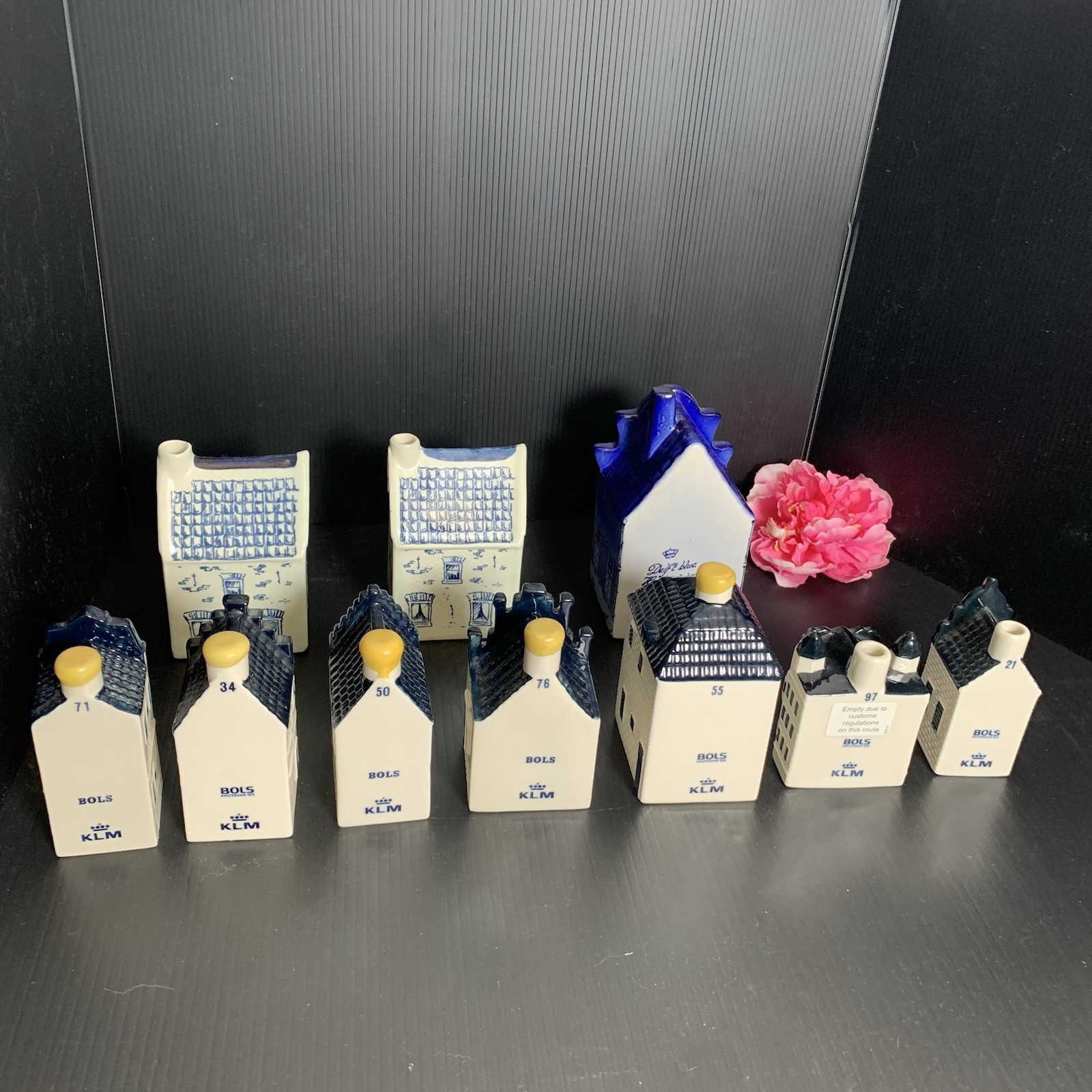 KLM Blue Deltf's Ceramic Houses - Collection of 10 Houses - EMPTY