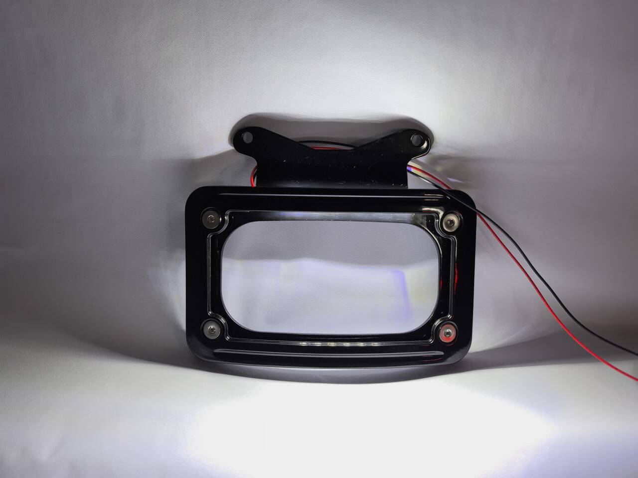Black Curved License Plate Frame w/ LED Light For Harley Street Road Glide 10-23