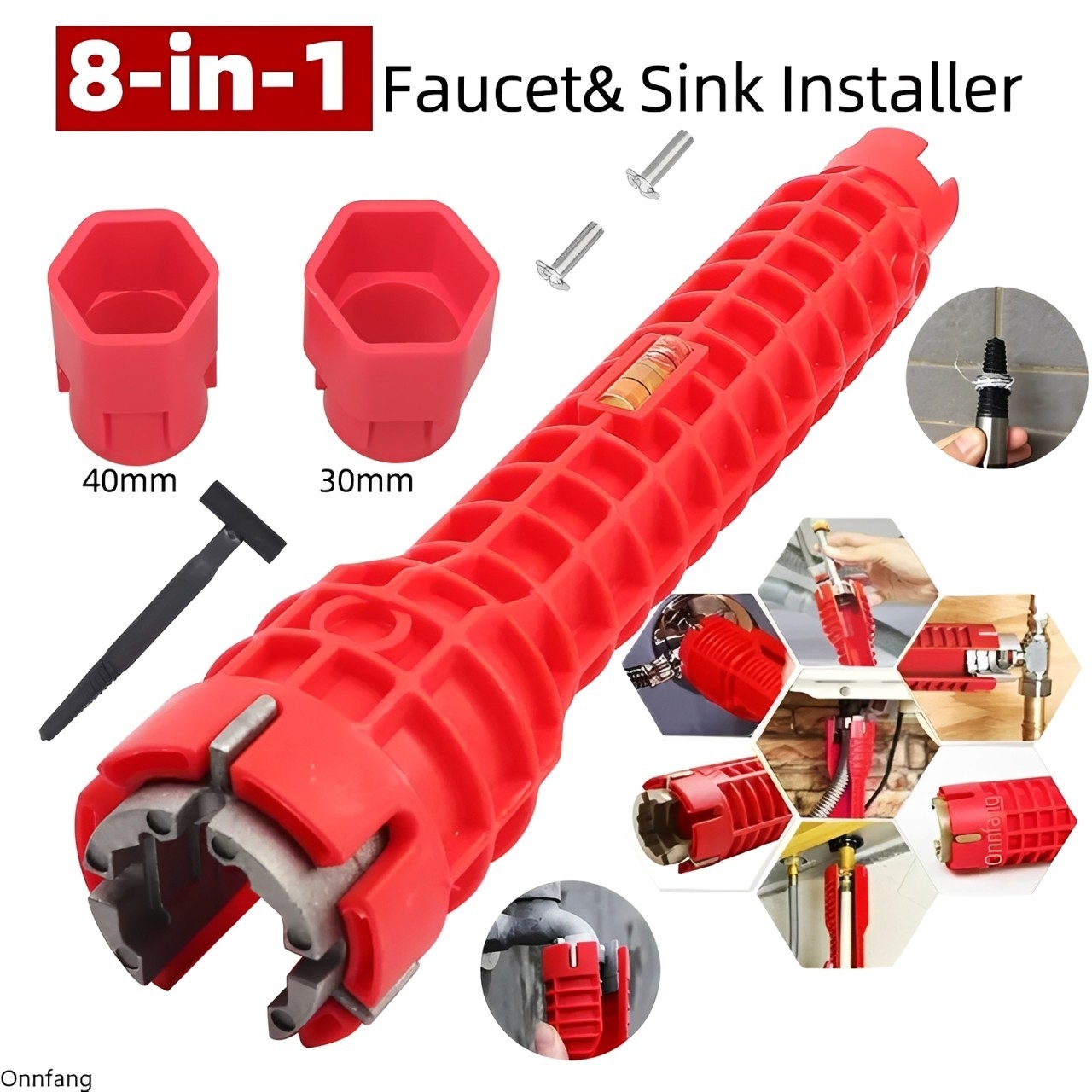 8 in 1 Faucet Sink Installer Home Multi Tool Pipe Wrench For Plumbers Homeowners