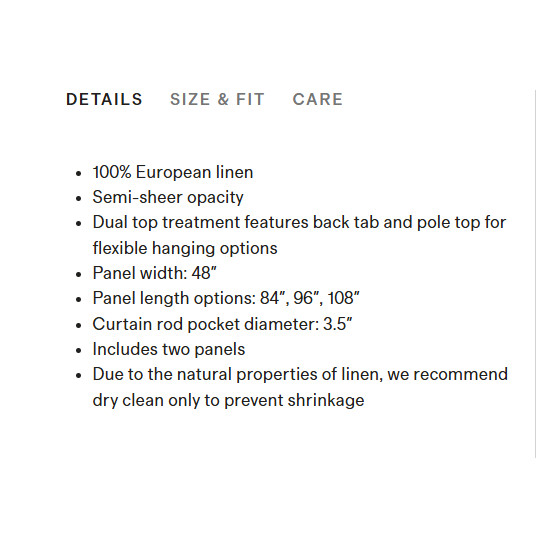 NWOT Quince European Linen Sheer Curtains 48” X 84” Set 2 Flax