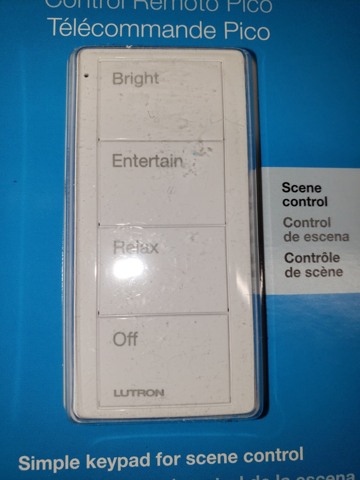 Lutron Pico Control - 4-Button Any Room RELAX Scene White PJ2-4B-GWH-P03 Caseta