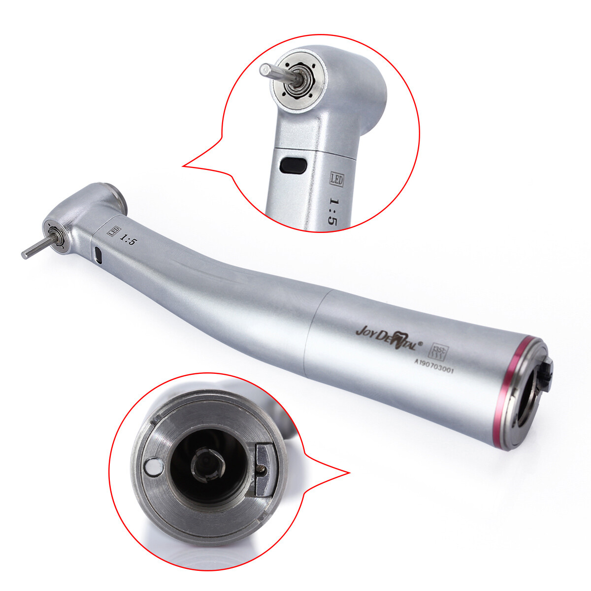 Dental 1:5 Increasing Contra Angle Optic LED Handpiece Fit for Electric Motor