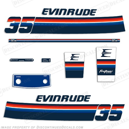 Fits Evinrude 1978 35hp Decal Kit