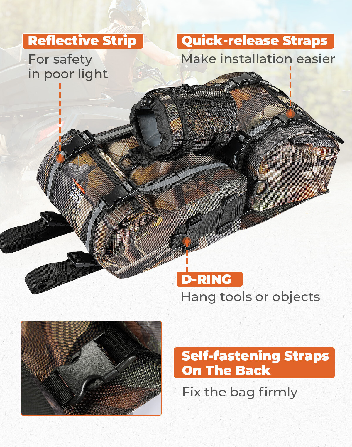 ATV Fender Bag Cooler Bag Pack Luggage Storage Cargo Camo For Sportsman Yamaha