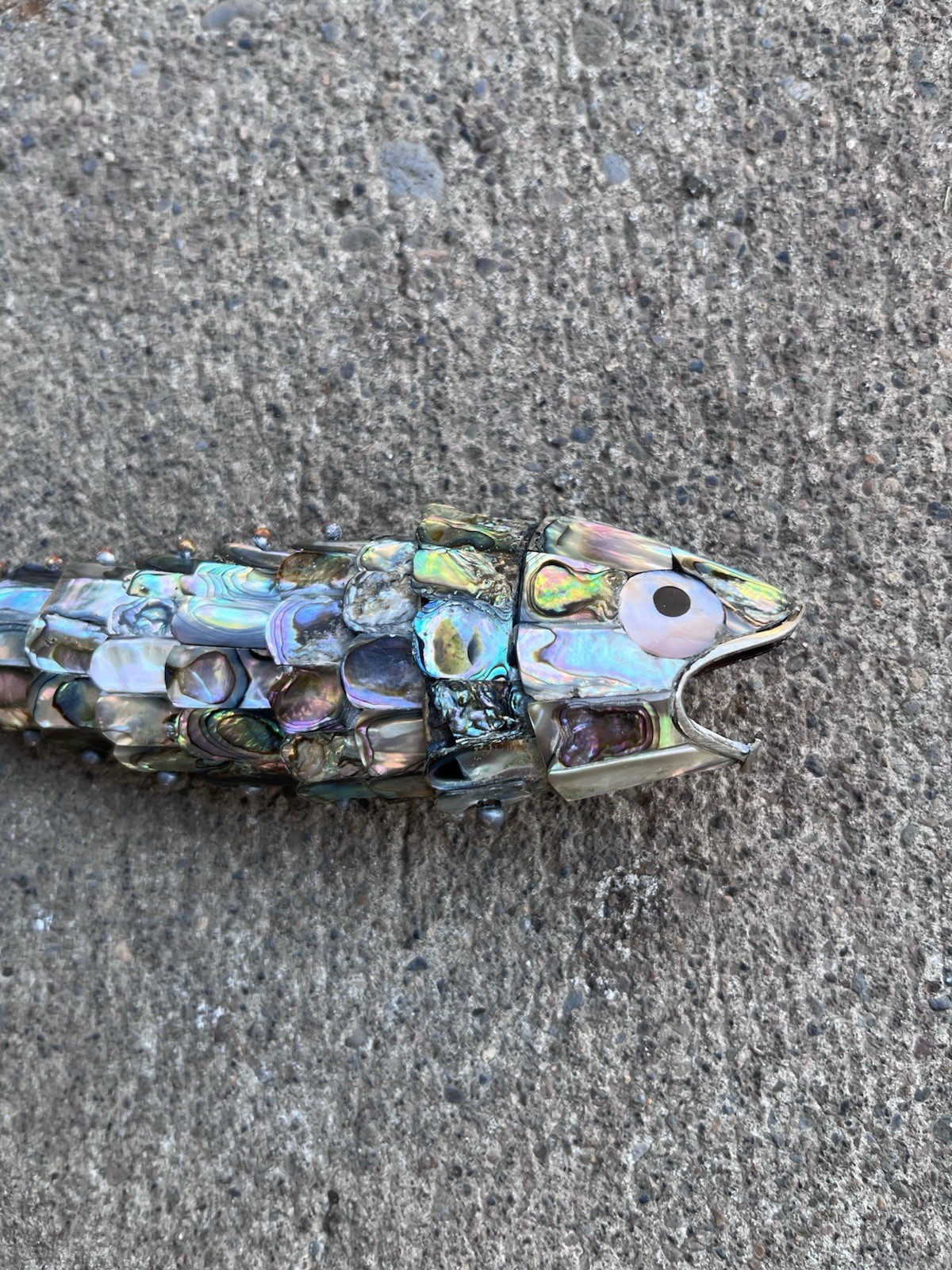 Vintage Articulated Abalone Shell Fish Bottle Opener Mexican