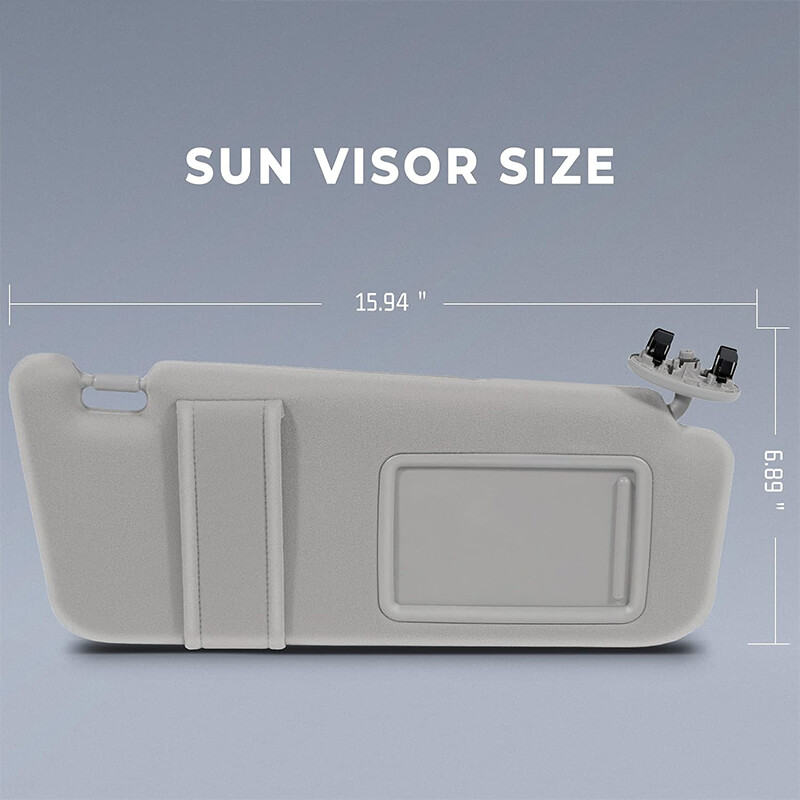 Passenger Side Sun Visor for 2007-2011 Toyota Camry Without Sunroof Light Gray