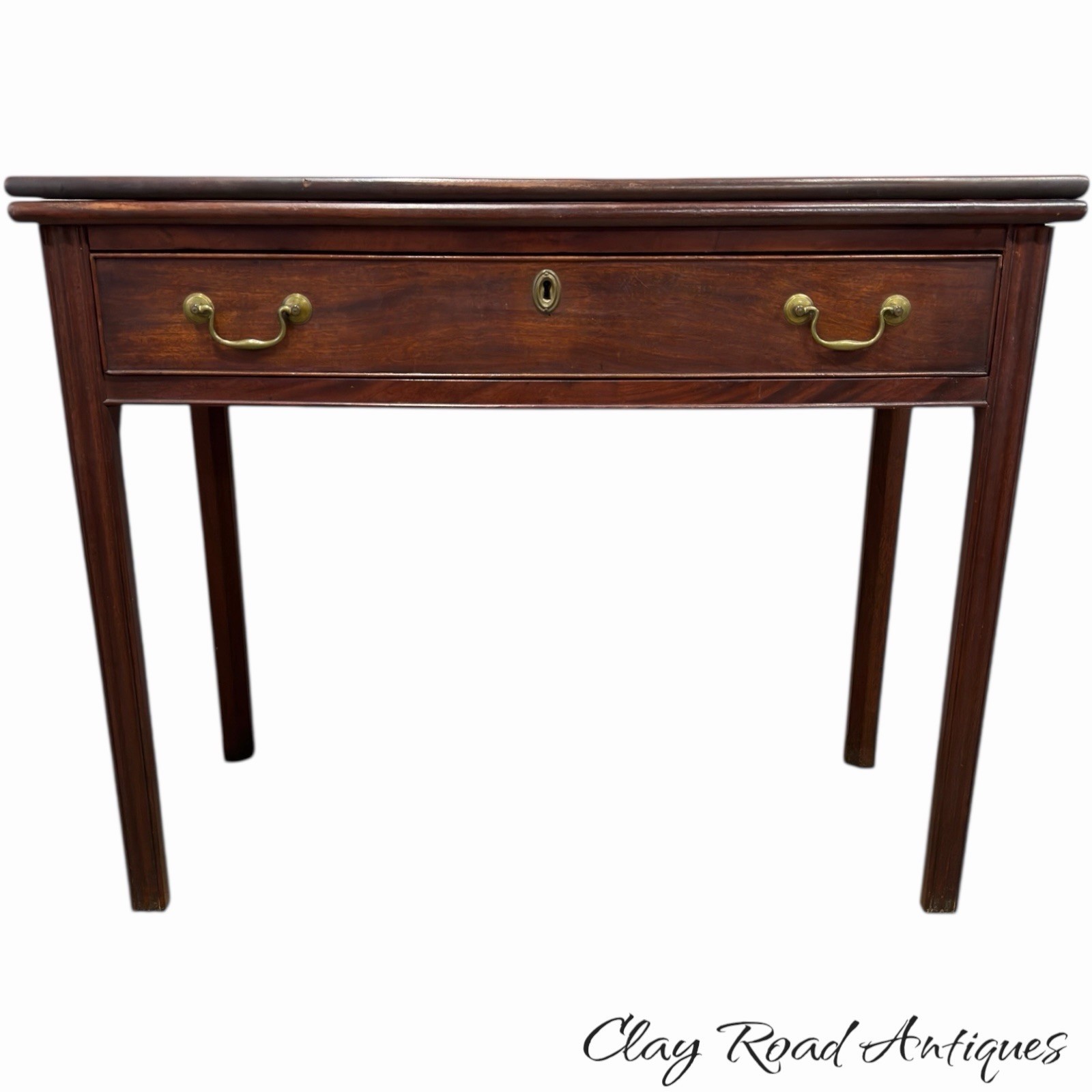 Antique PA chippendale 18th mahogany hall console card game table stand 1780