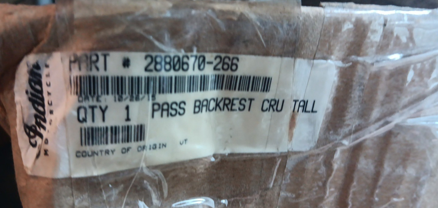 INDIAN MOTORCYCLES 14-18 CHIEF 14 in BLACK PASSENGER BACKREST 2880670-266