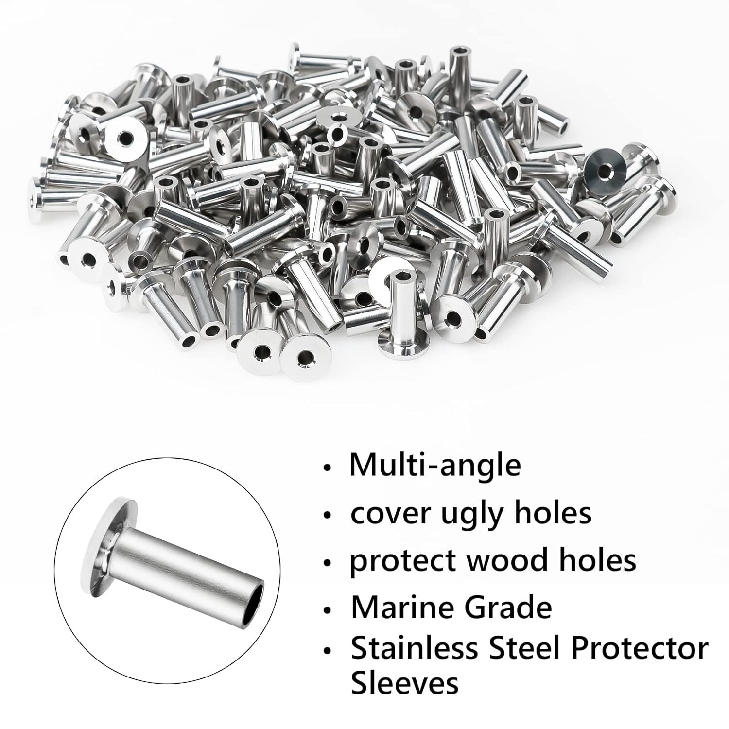 T316 Stainless Steel Protective Protector Sleeve for 1/8" & 3/16“ Cable Railing