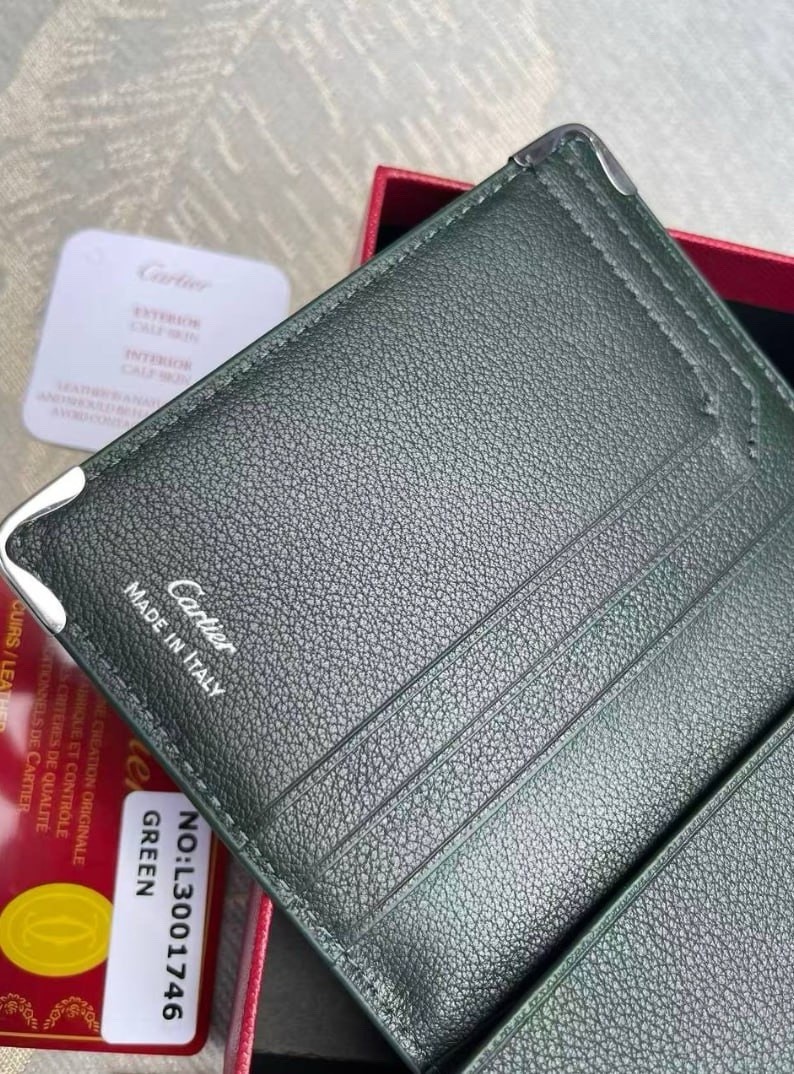 Cartier Must de Cartier Green Calfskin Leather 4CC Card Holder Wallet Full Box