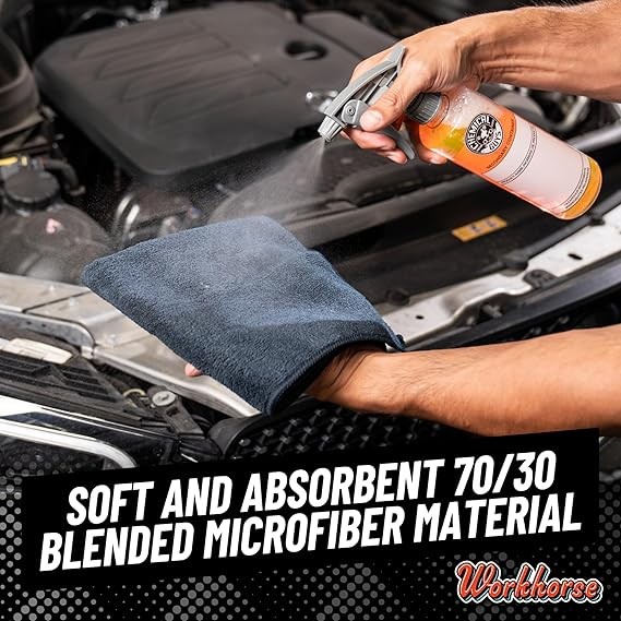 Chemical Guys - Workhorse Microfiber Towel, Black (16 in. x 16 in.) (Pack of 6)