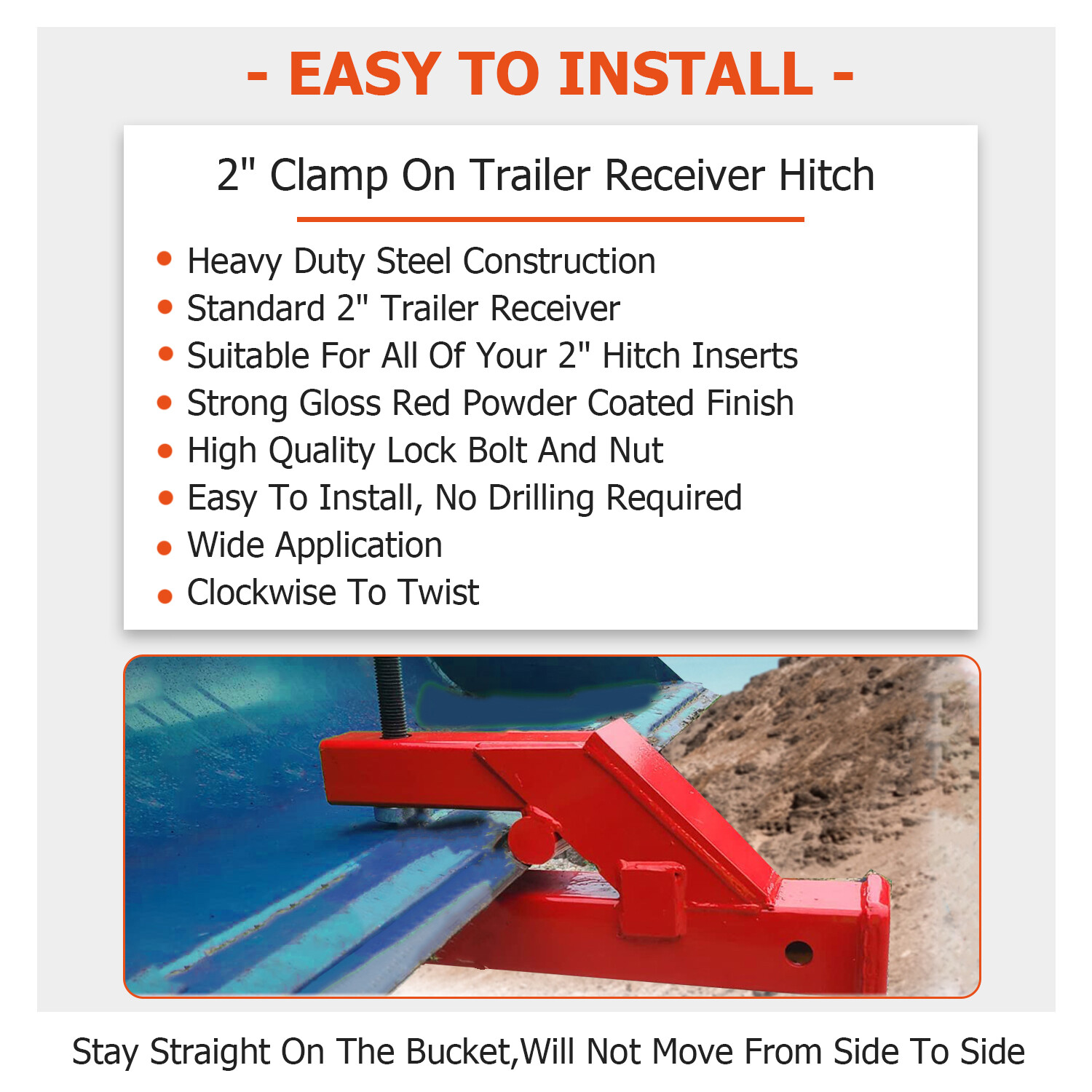 For Deere Bobcat Tractor Bucket 2" Clamp On Trailer Hitch Ball Mount Receiver