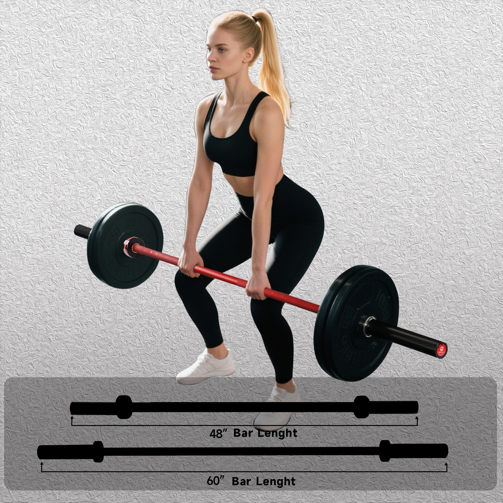 RICHUANG Olympic Barbell 6FT 28mm 500LBS Weightlifting Bar for Home Gym Red/Blue