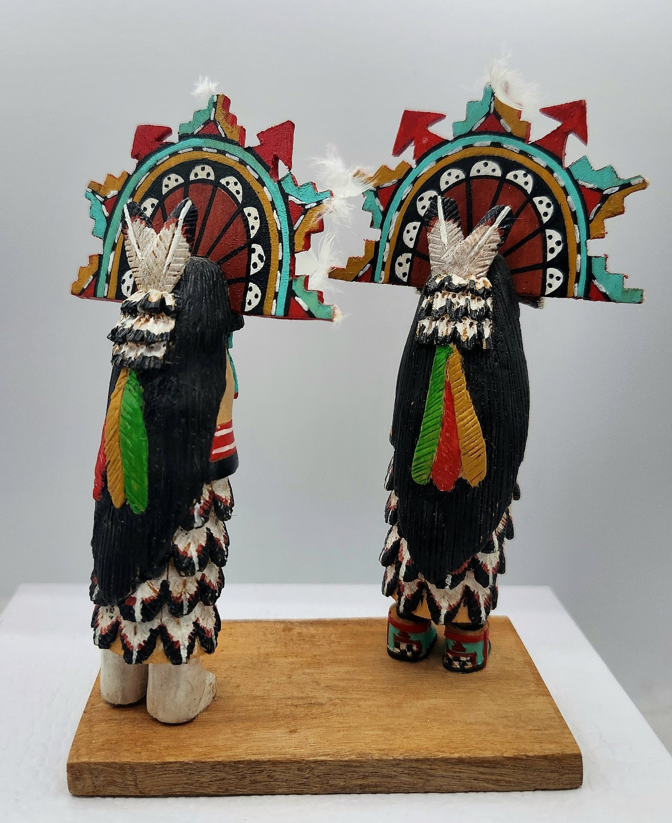 Vtg Wood Native American Hopi Salako Taka & Mana Kachina Figures M. Poseyesva Jr
