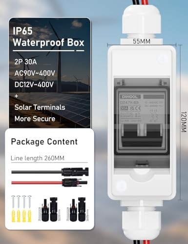 Solar Panel Disconnect Switch, Non Polarized DC Circuit Breaker, 400v 30 Amp