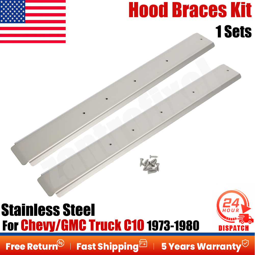 For 1973-1980 Chevy/GMC Truck C10 Hood Braces Engine Hood Support Kit w/ Screws