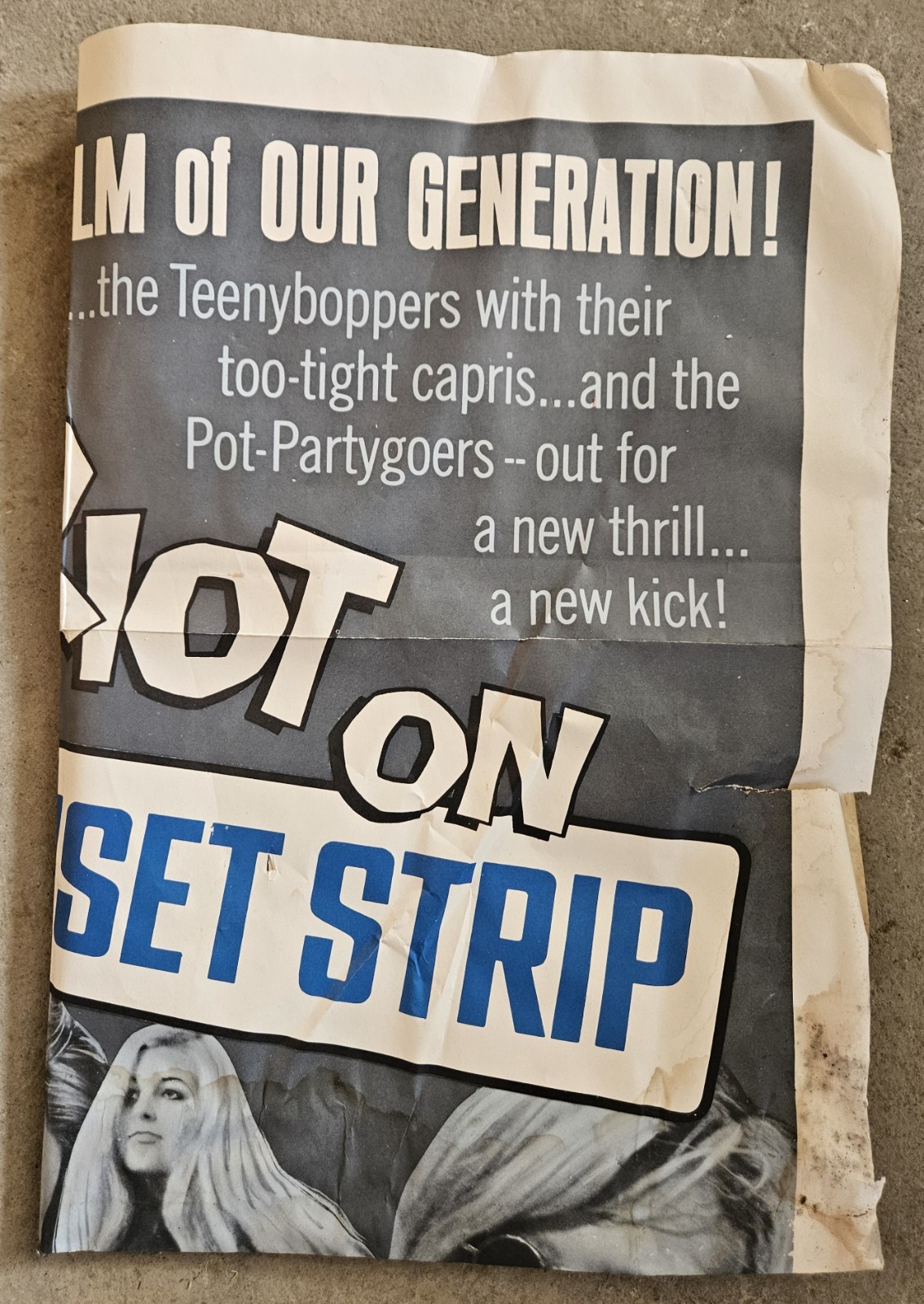 Vintage Original Riot On Sunset Strip 1967 Movie Film Poster SEE DAMAGE RARE🌴🎬