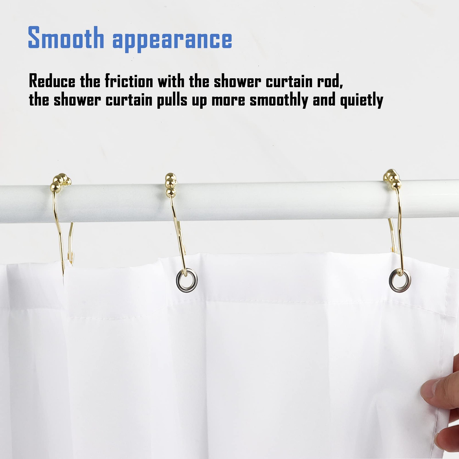 Ansxiy Shower Curtain Hooks Rings, Rustproof Metal Shower Curtain Rings for