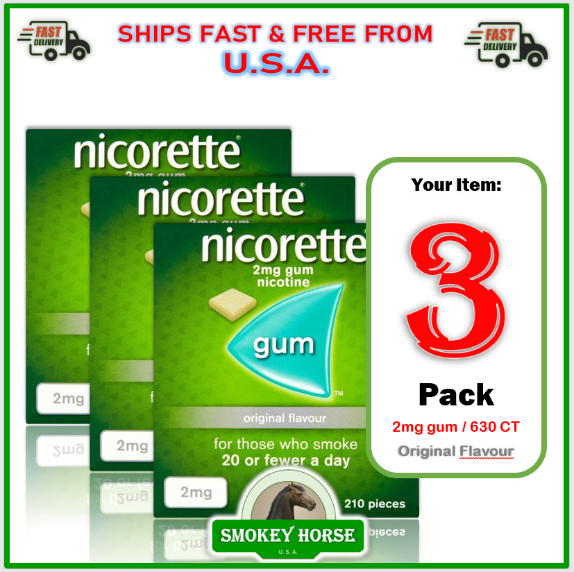 3X Nicorette ORIGINAL Flavour Gum 2MG 210 Pieces "USA SELLER--SHIPS SUPER FAST "