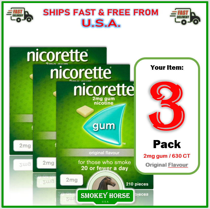 3X Nicorette ORIGINAL Flavour Gum 2MG 210 Pieces "USA SELLER--SHIPS SUPER FAST "