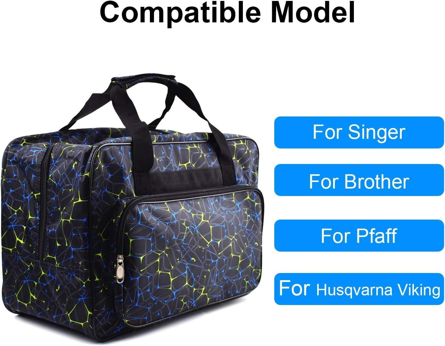 TLBTEK Black Sewing Machine Carrying Case,Universal Canvas Carry Tote Bag