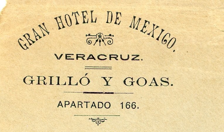 1905 Postal Cover 5C Grand Hotel Mexico Stationary Veracruz Pilot Point Texas TX