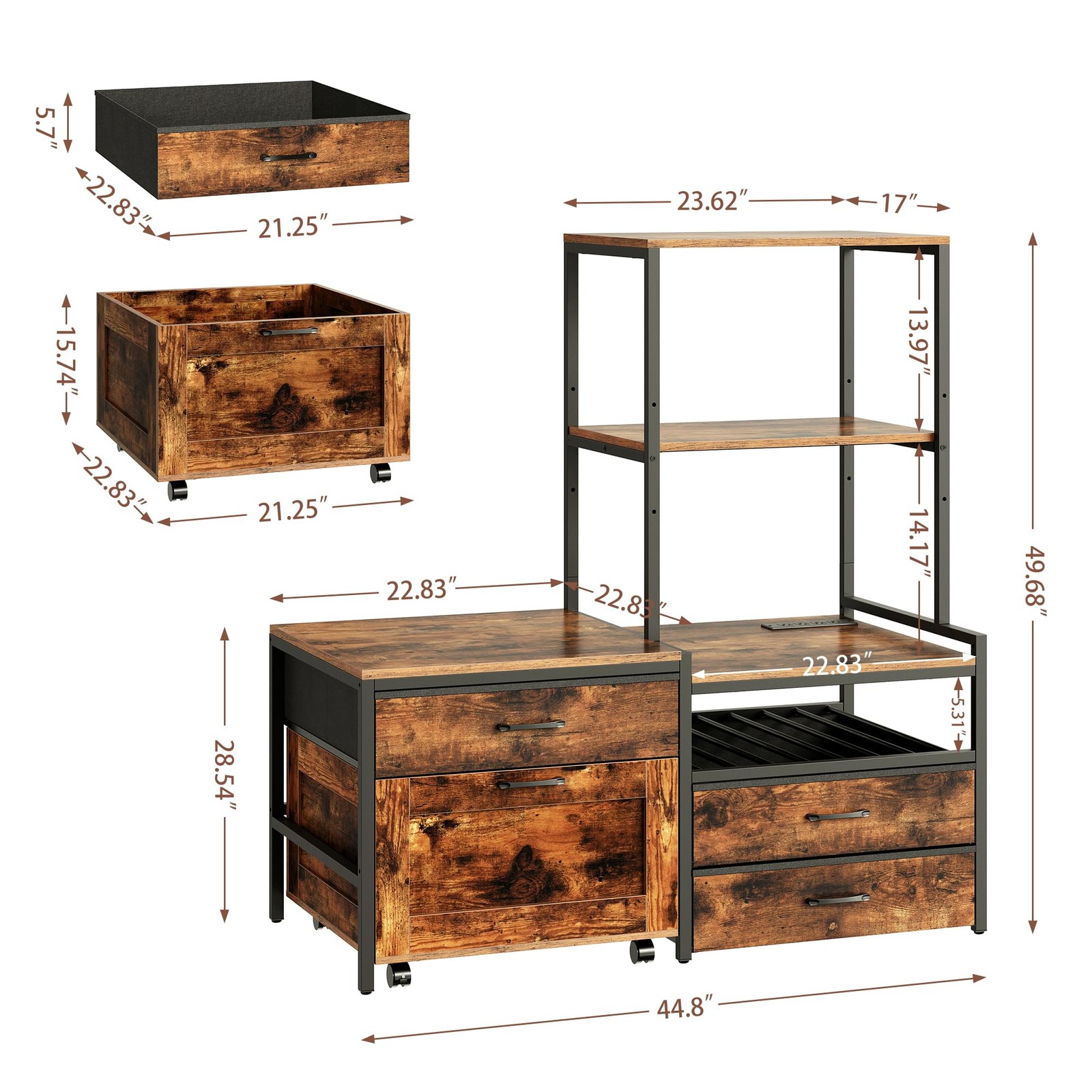 Mini Fridge Stand with Wine Rack Power Outlet Microwave Oven Stand Coffee Bar