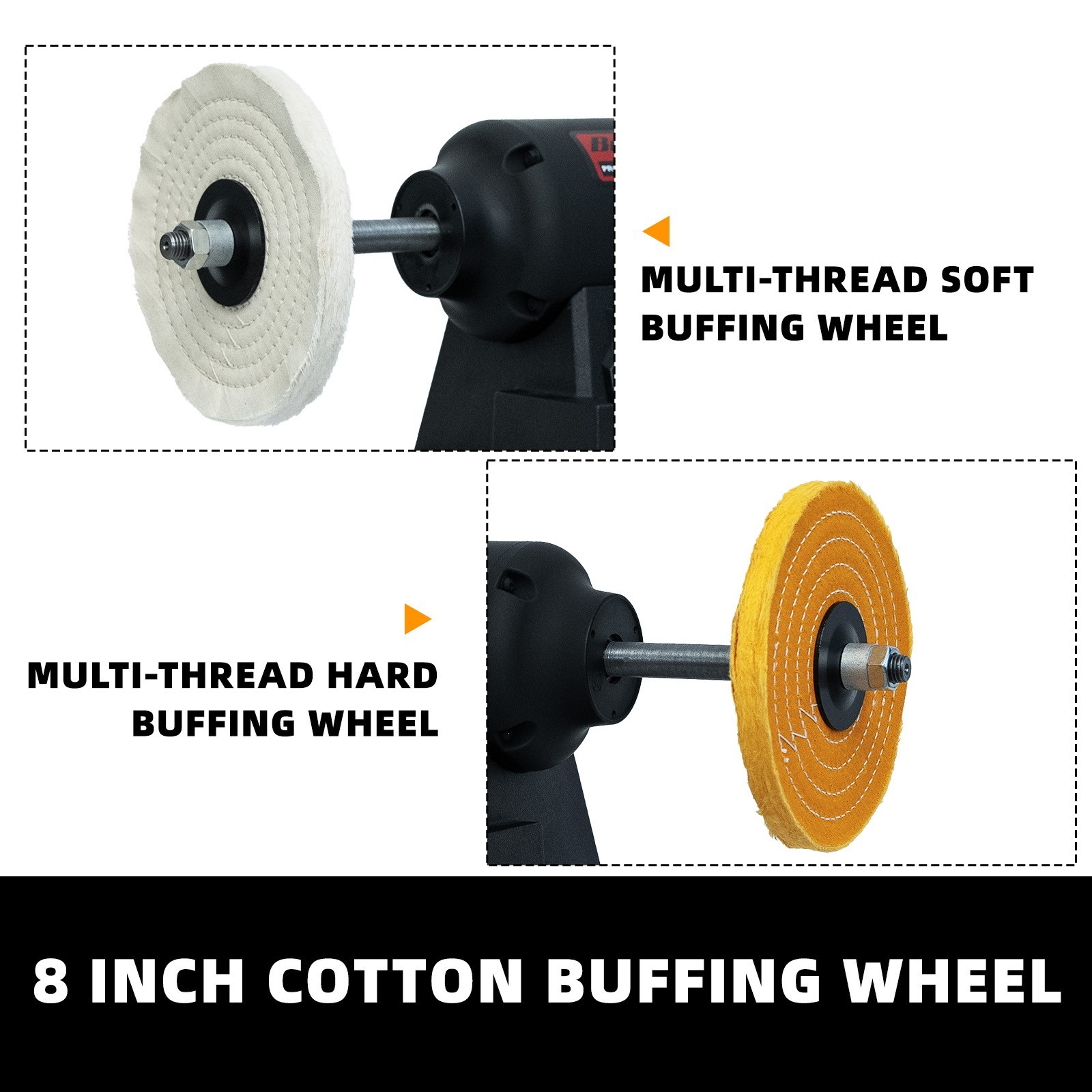 BUCKTOOL 1HP VFD Motor 8-Inch Variable Speed Bench Buffer Polisher ,TDS-I200VBG