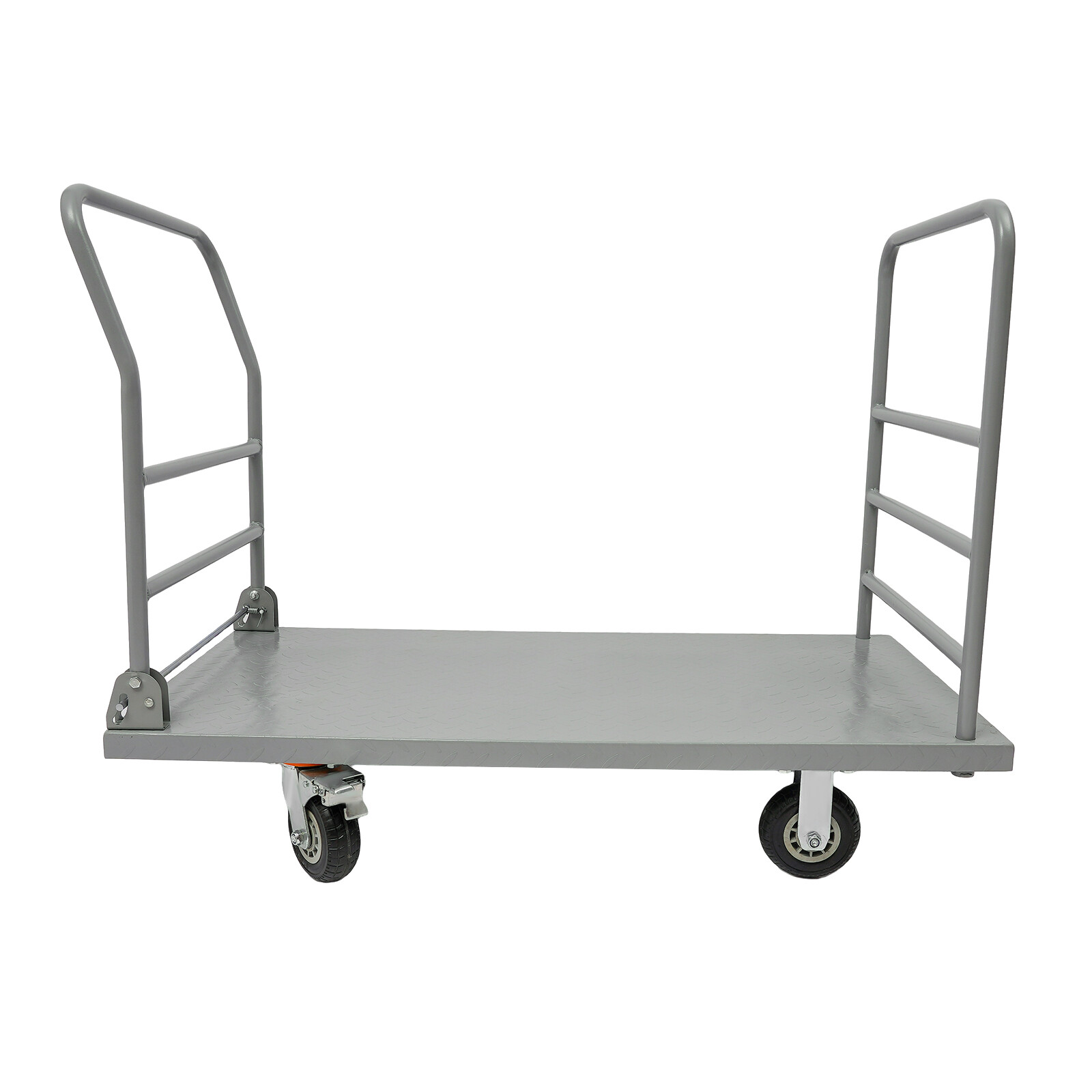 2000lbs Steel Platform Truck 48x24x36" Hand Push Flat Cart 2 Casters w/ Brake US