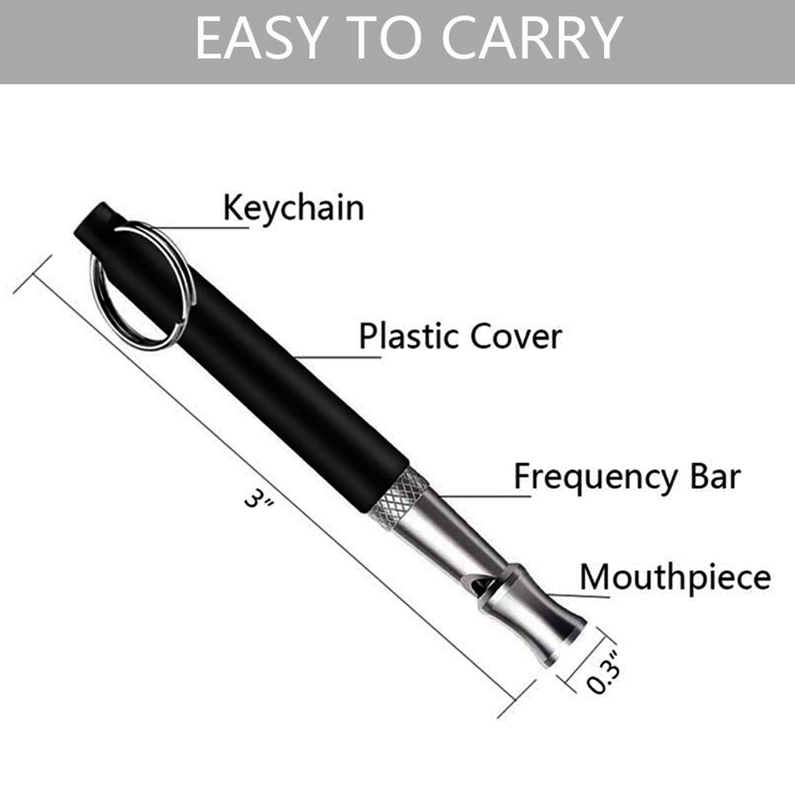 2pc Dog Training WHISTLE UltraSonic Obedience Stop Barking Pet Sound Pitch Black