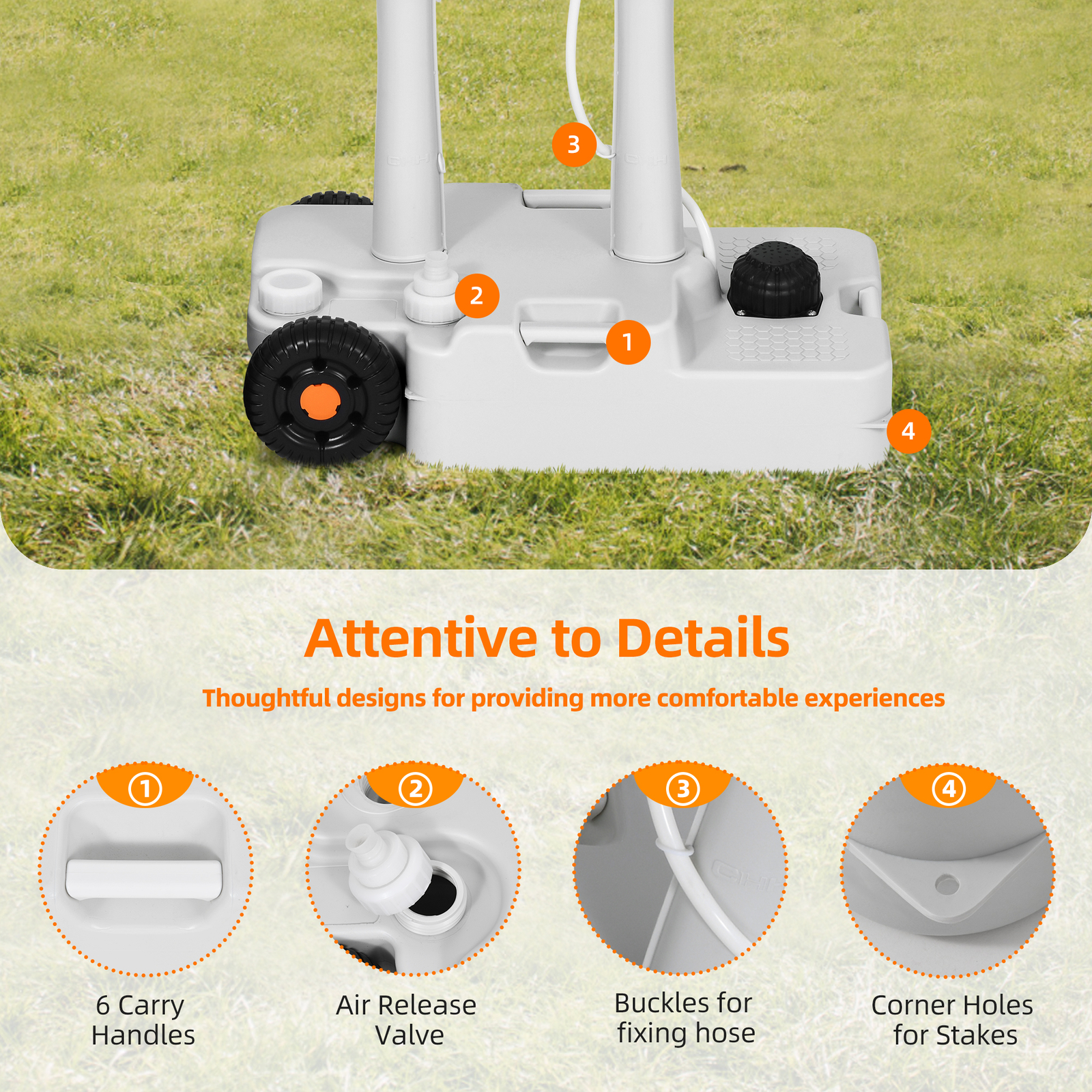 Portable Camping Sink Hand Washing Station with Rolling Wheels & Towel Holder