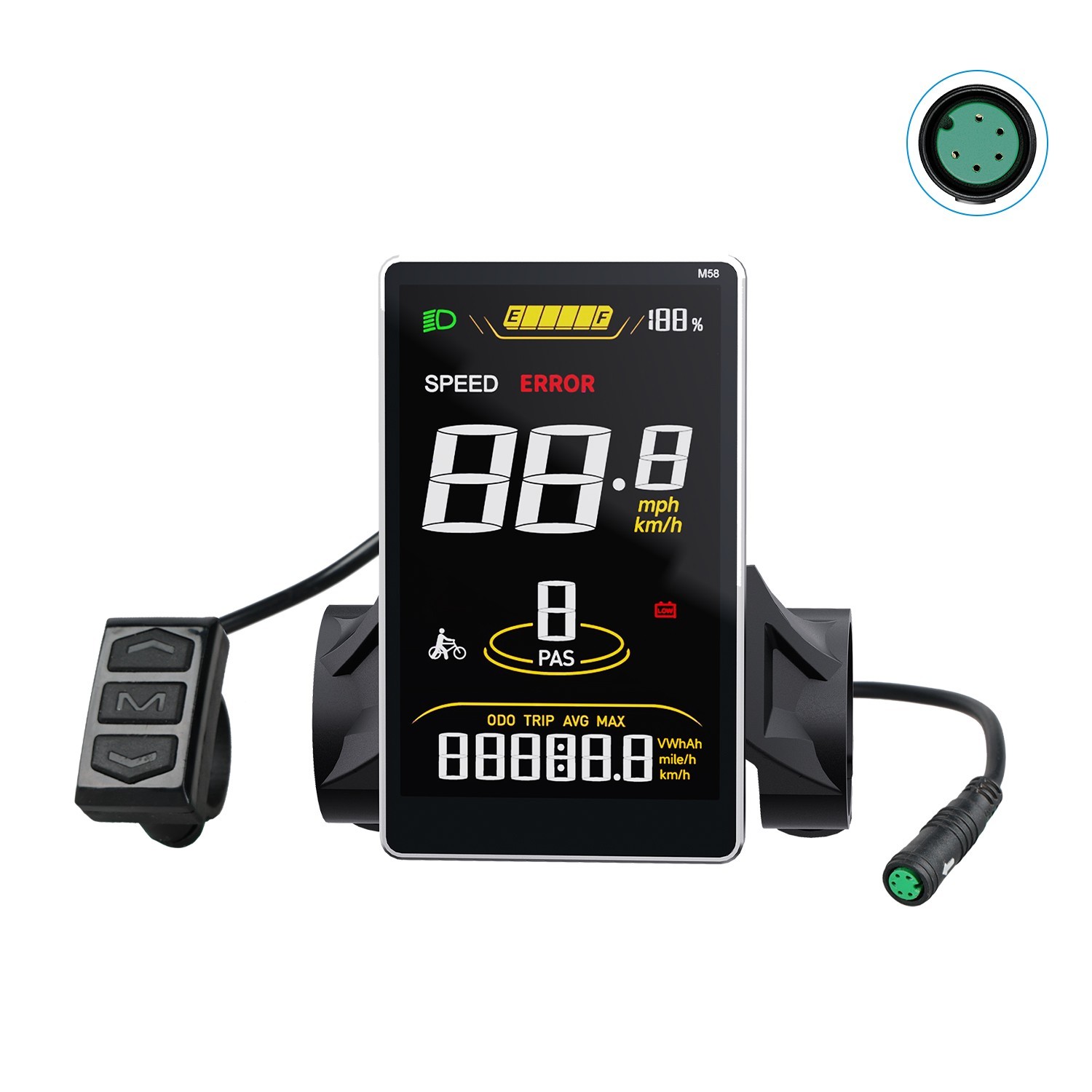 SW2-M58 EBike Display 3.8" Screen 0-9 PAS for BAFANG Mid Motor UART Protocol US