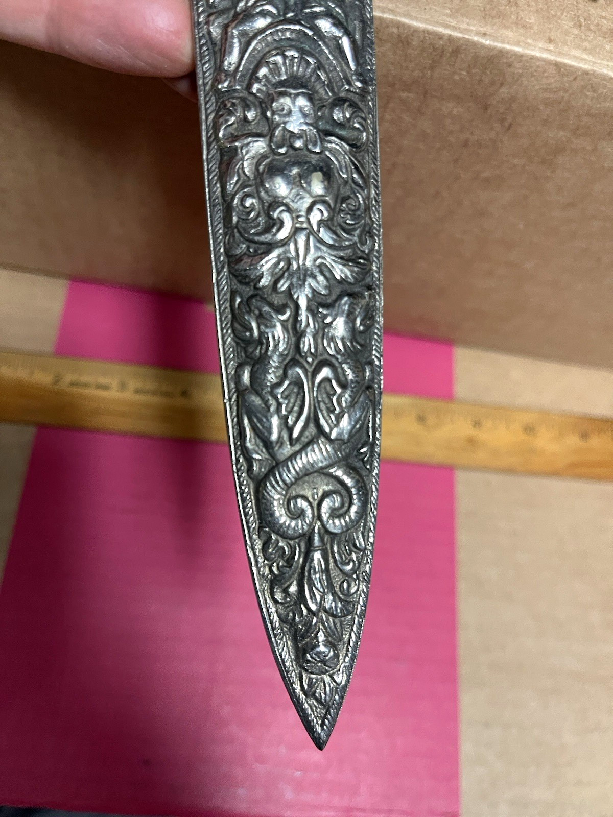 SILVER DAGGER REPLICA 19TH CENTURY GROTESQUE ARABESQUE HANS HOLBEIN ITALY