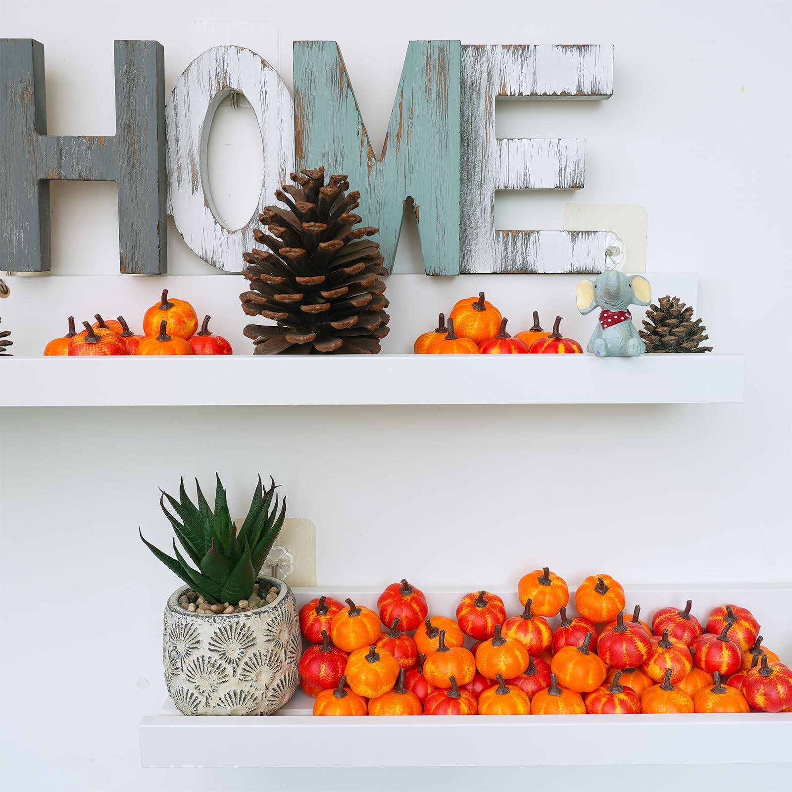 Winlyn 64 Pcs Mini Fall Artificial Harvest Pumpkins Orange 1.4 inches,