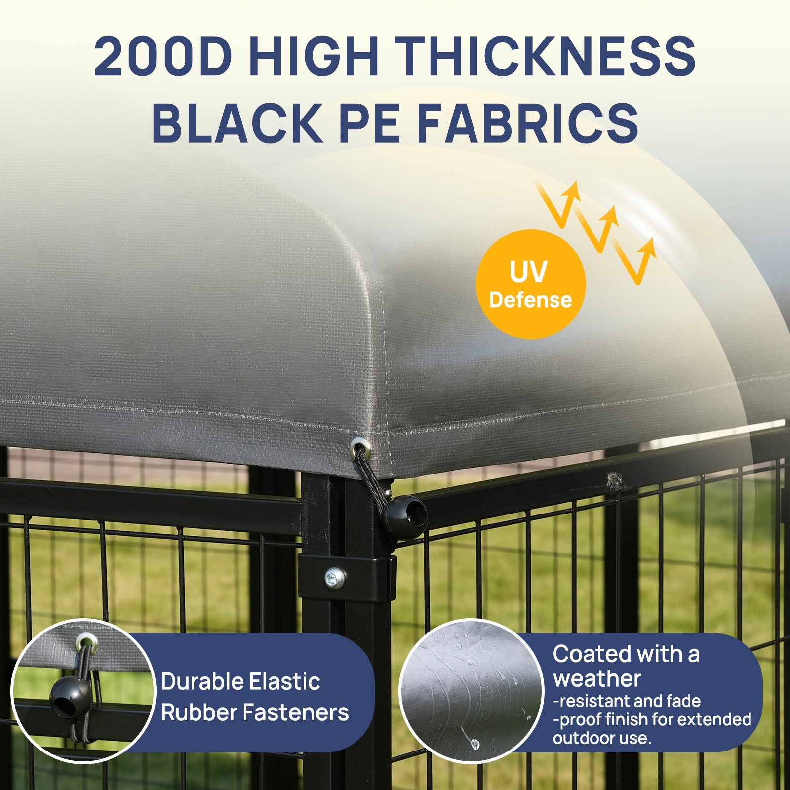 Large Outdoor Dog Cage Fence Dog Playpen Puppy Run with Roof, Double Entry Doors