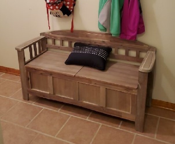 Rustic Wood Storage Bench Farmhouse Entryway Mudroom Hallway Split Top Seat