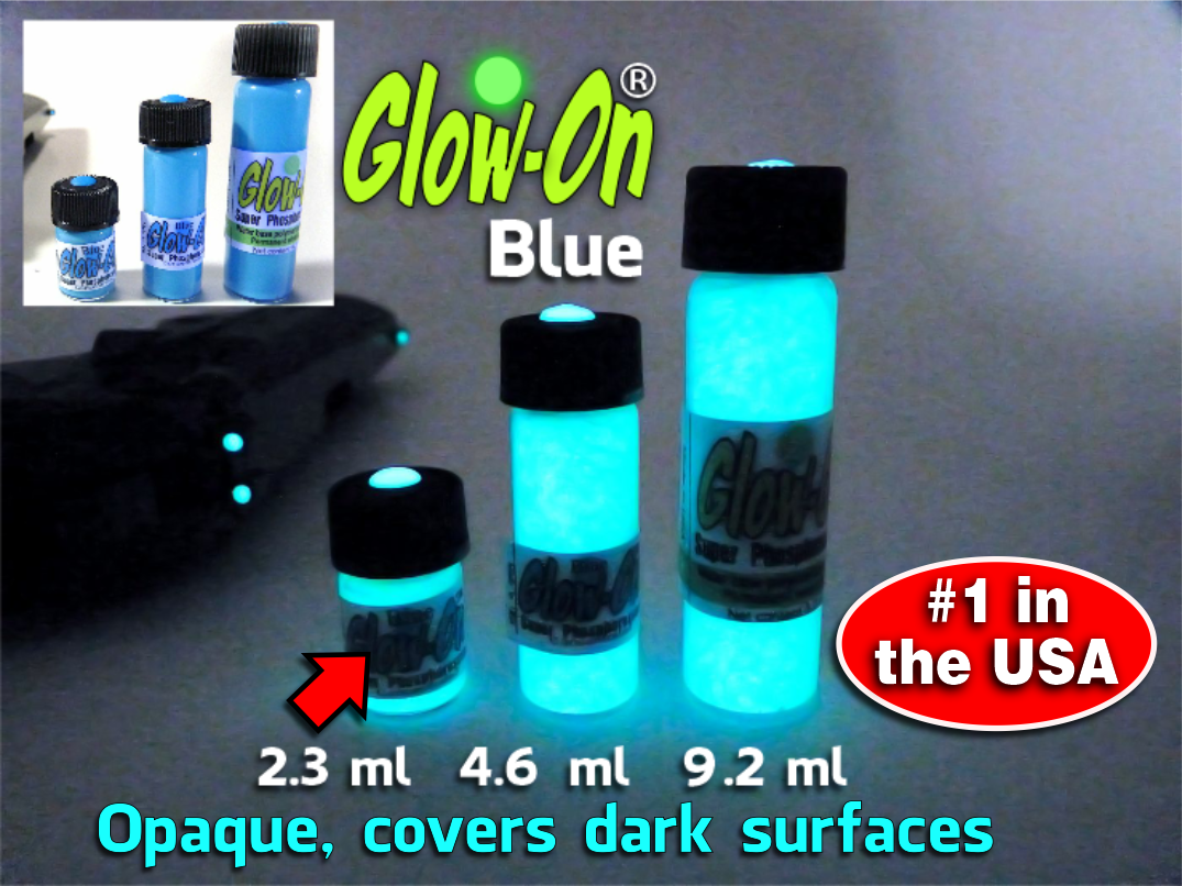Glow-On BLUE Glow Paint For Gun Sights, Fishing Lures, 2.3 ml Vial, Bright!