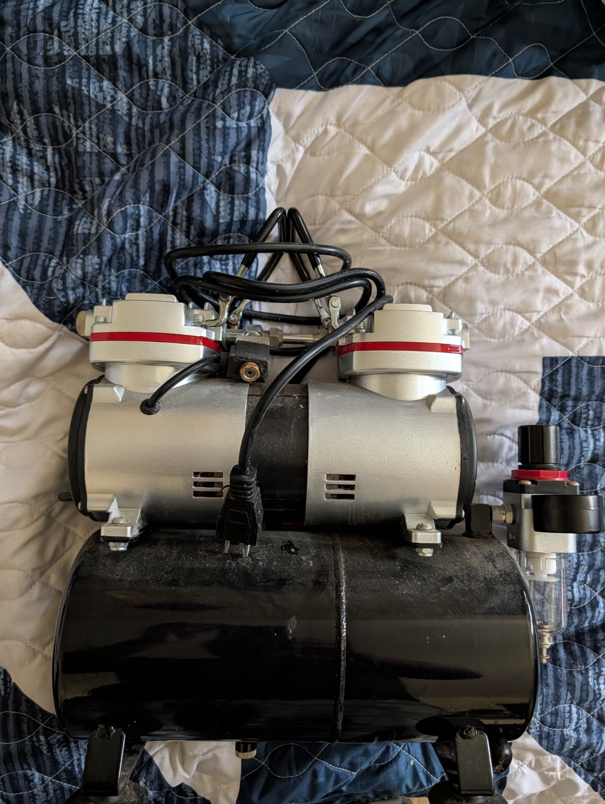 PointZero 1/3 HP Airbrush Compressor with Air Pump Tank Regulator and Water Trap