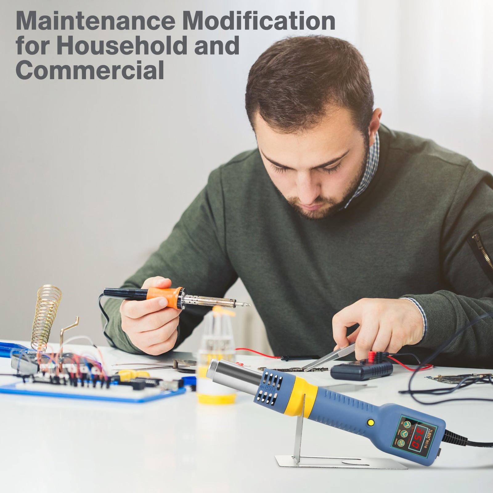 8018 Portable SMD Solder Station Heat Gun Digital Temperature Display