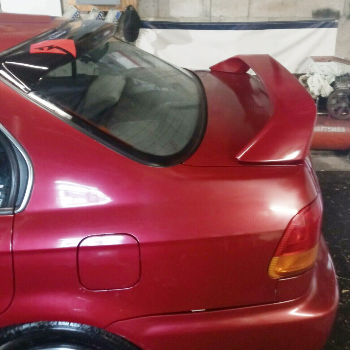 FOR HONDA CIVIC 4DR COUPE EM EJ Si 96-2000 TRUNK SPOILER WING W/ LED BRAKE LIGHT