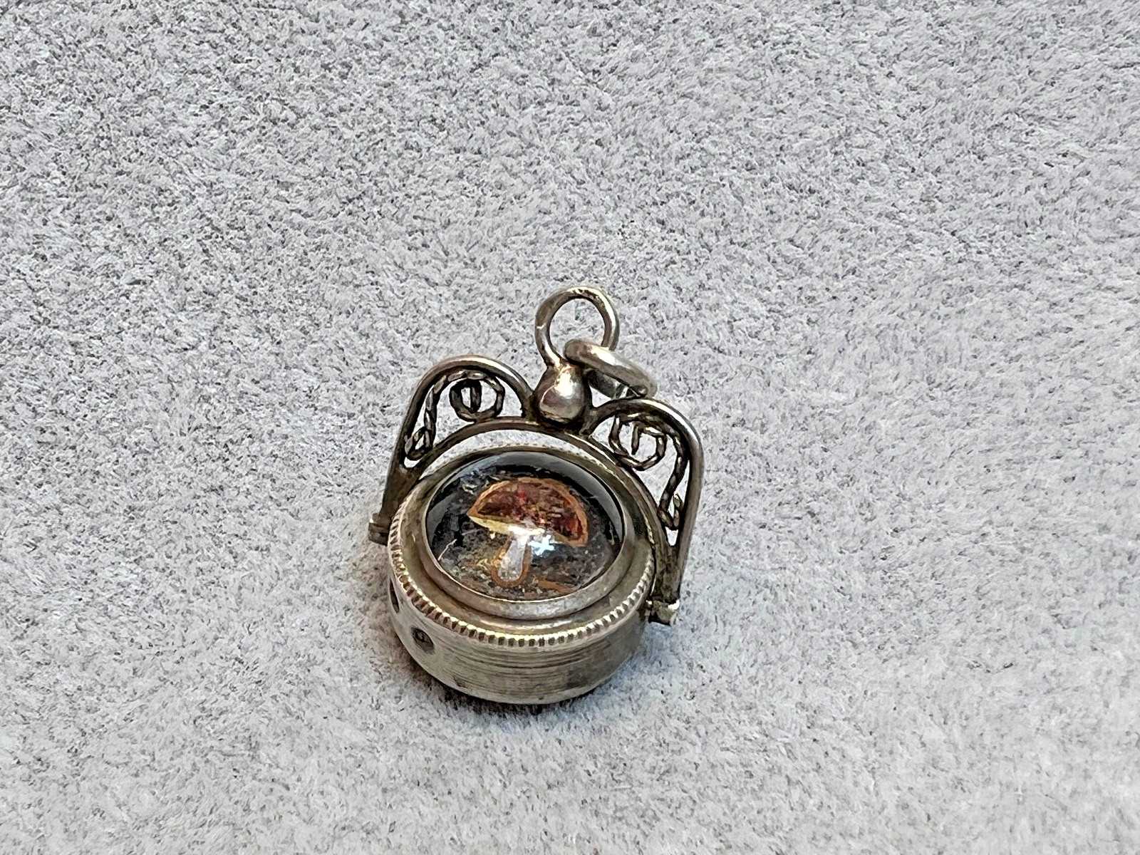 Antique Silver Essex Crystal Carnelian Wax Seal Pocket Watch Chain Fob Spinner