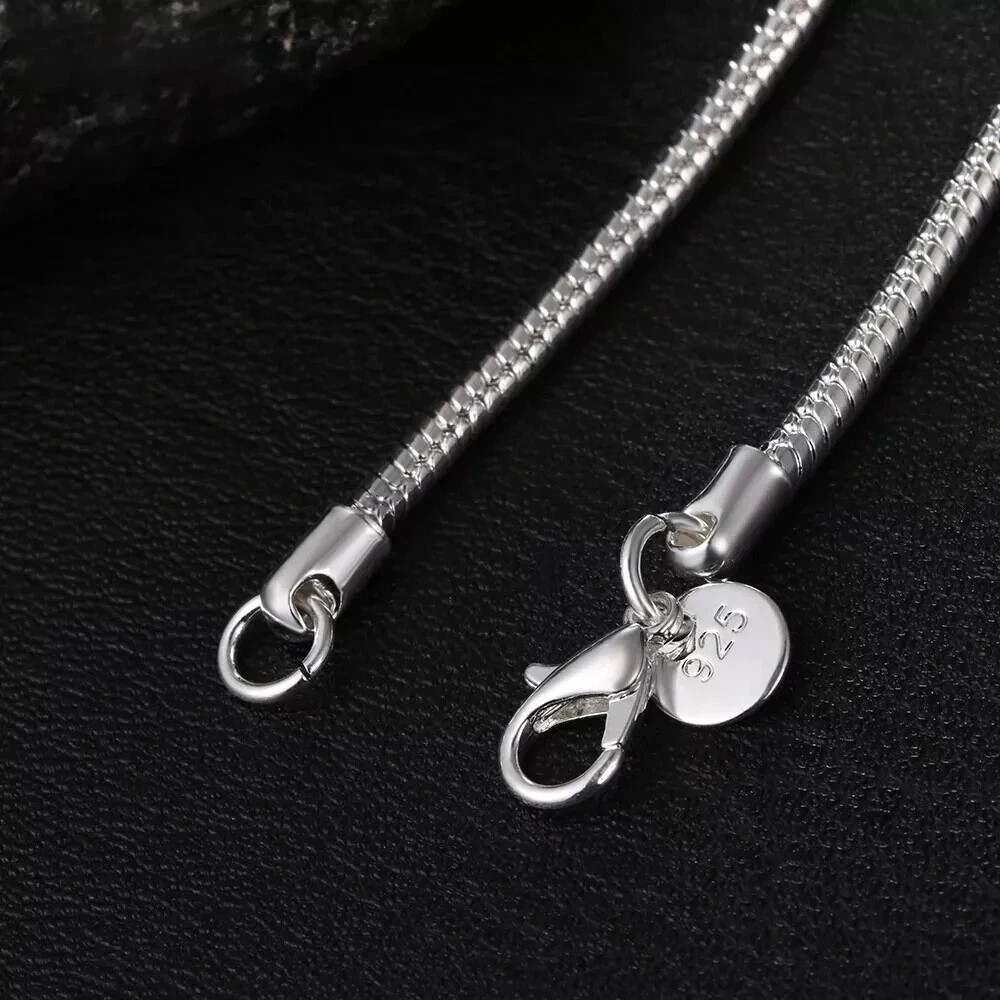 925 Sterling Silver Snake Chain Necklace 1MM 2MM 3MM Thin Dainty Chain 40-75CM