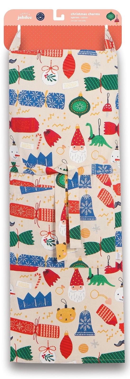 Jubilee 100% Cotton Adjustable Bib Apron with 2 Pockets, Christmas Holiday Ch...