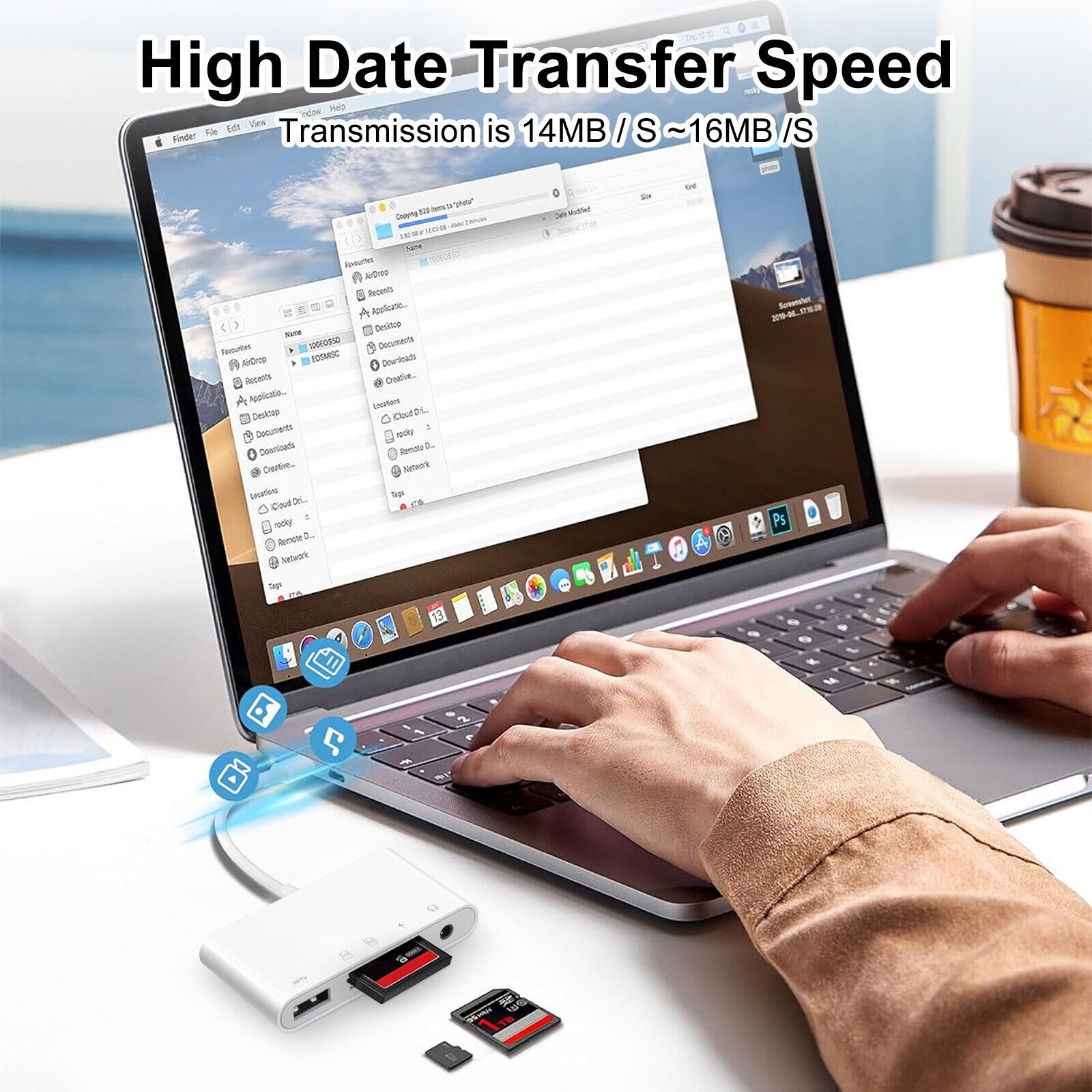 5-IN-1 USB-C/Type C Memory Card Reader Hub Adapter for Micro SD SDXC CF SDHC