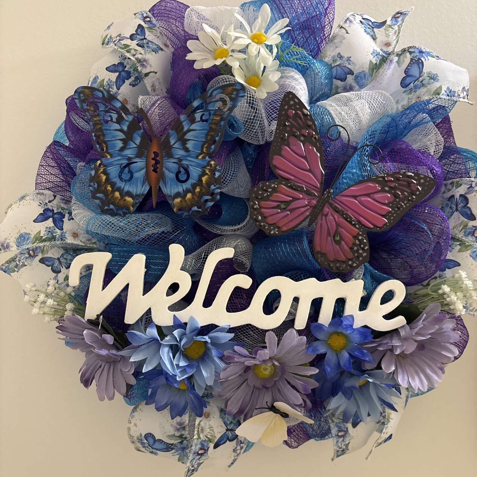Butterfly Door Wreath New Handmade 17”