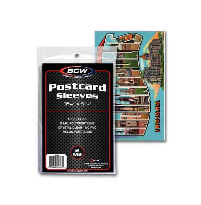 (300) - 3 PACKS BCW Standard Size Postcard Sleeves Archival Quality No PVC 2 Mil