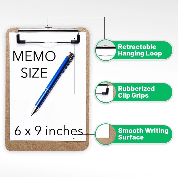 Mini Clipboard 6" x 9" (Set of 6) Memo Clipboard | Small Clipboards 6x9 with ...