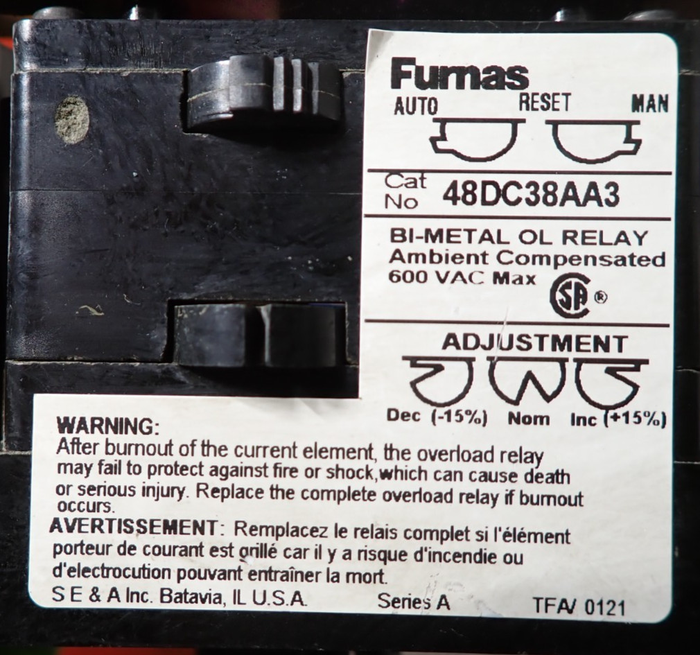 Furnas 14DP32A*81 Size 1 Starter 27 Amp 600VAC 120v Coil 48DC38AA3 TESTED S934