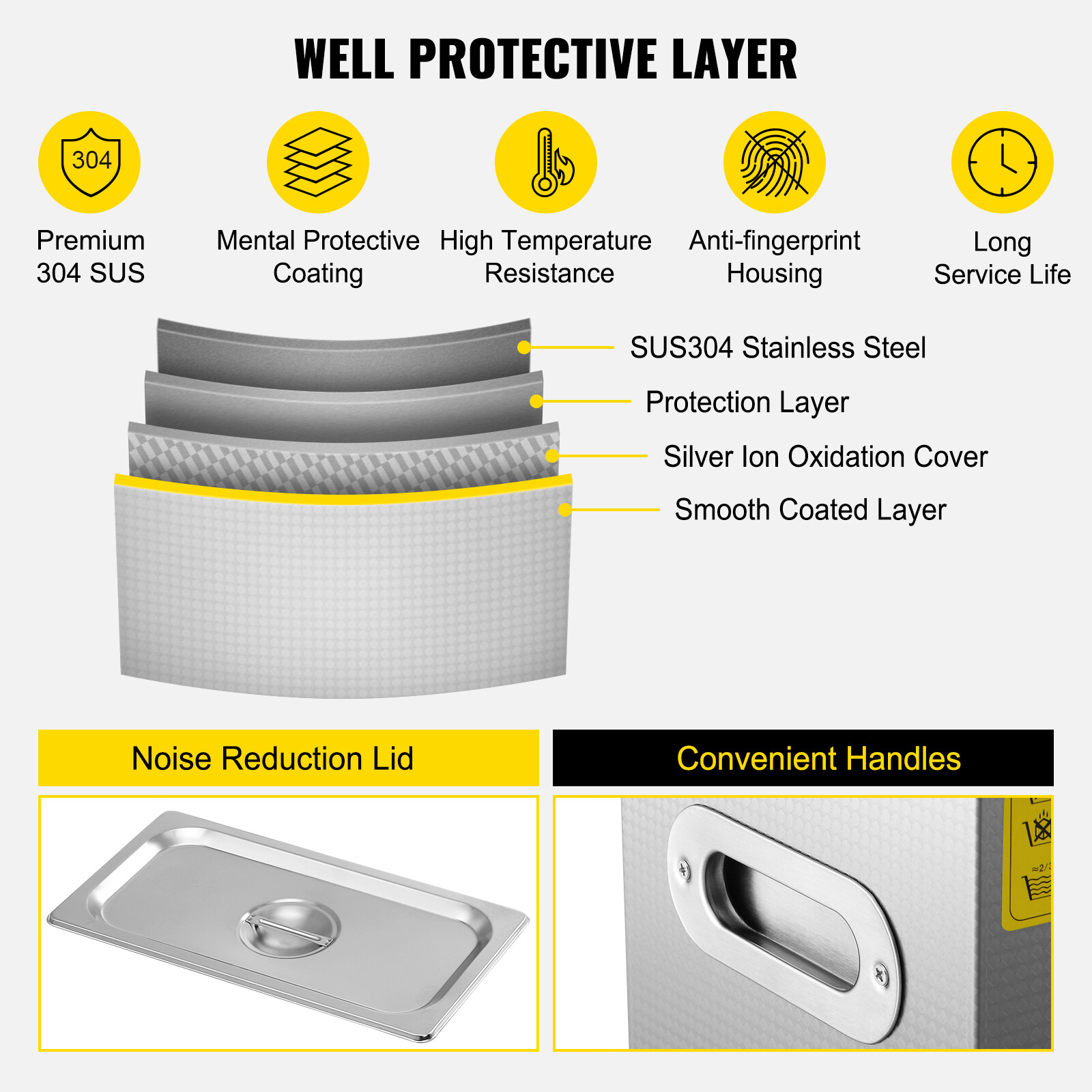 VEVOR 6L Ultrasonic Cleaner with Timer Heating Machine Digital Sonic Cleaner